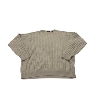 Vintage IZOD Womens Large Crewneck Cable Knit Sweater Grandpa Fisherman Academia